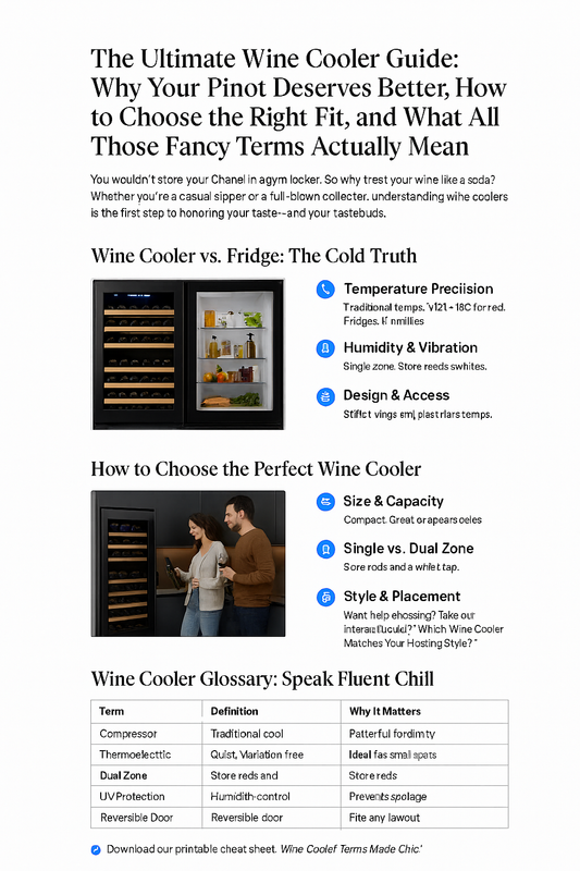 “The Ultimate Wine Cooler Guide: Why Your Pinot Deserves Better, How to Choose the Right Fit, and What All Those Fancy Terms Actually Mean”